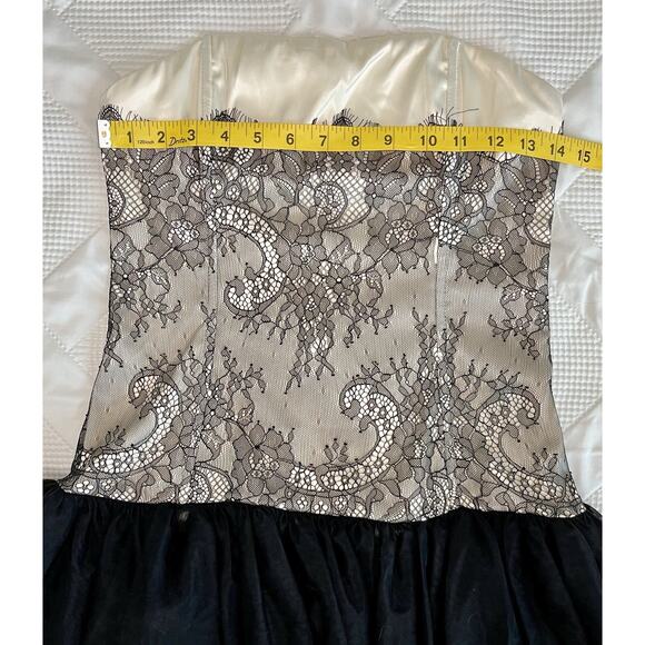 Sugar Thrillz Corset Lace Tulle Mini Dress Black Cream Small - Picture 5 of 7